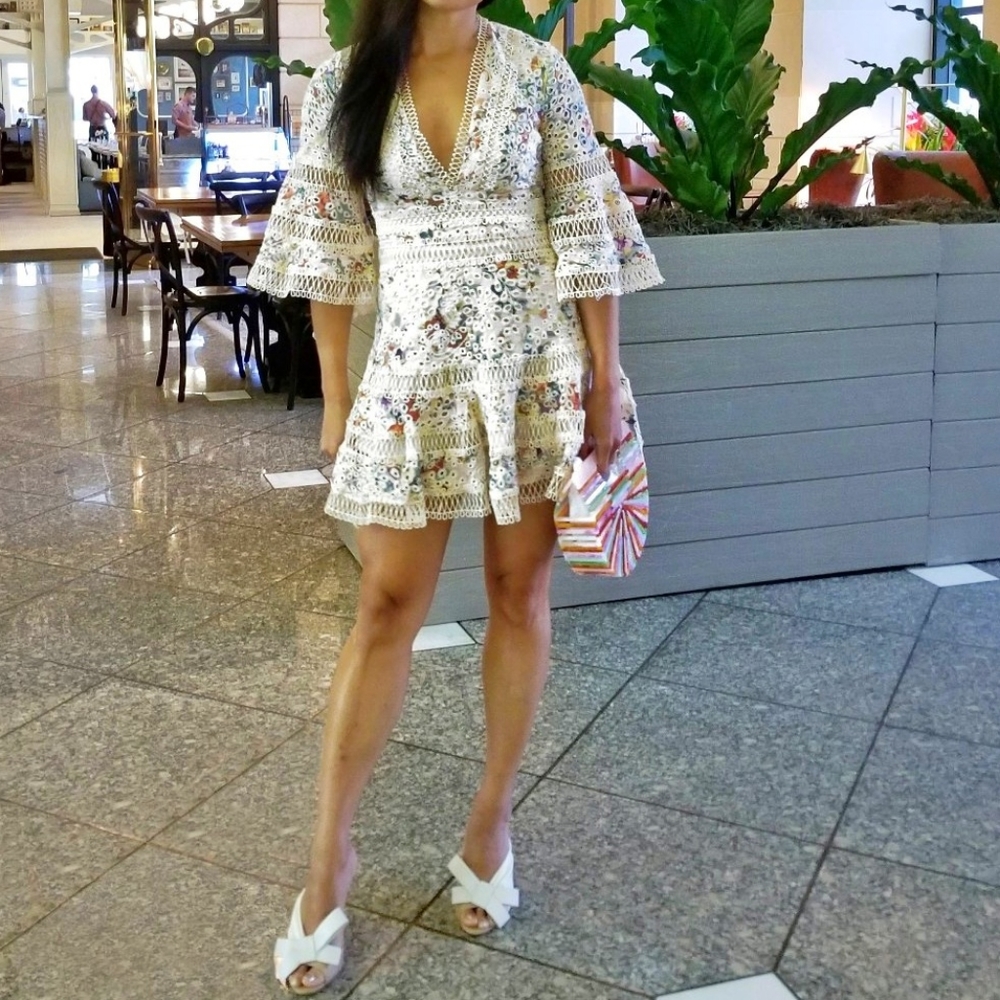 Lace Eyelet Runway Style Dress